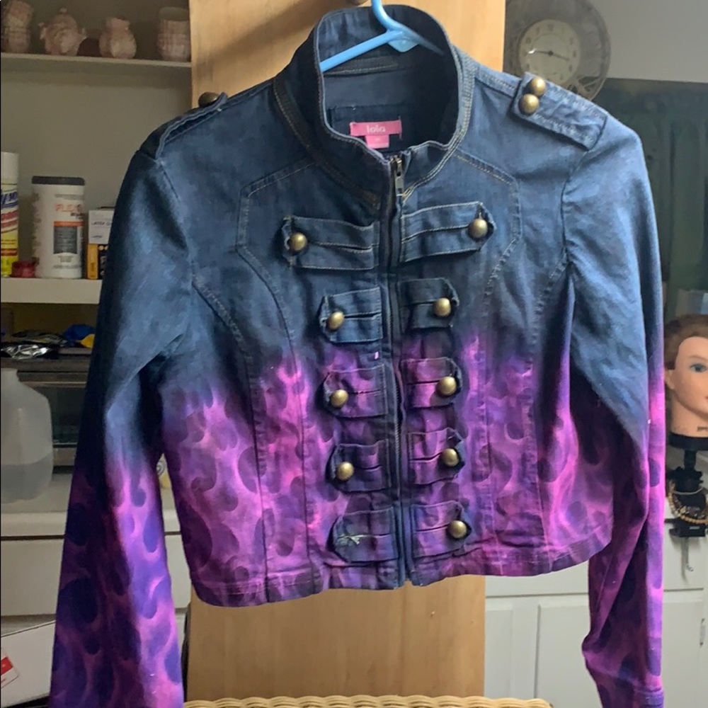 Lola hand painted mid drift jean jacket